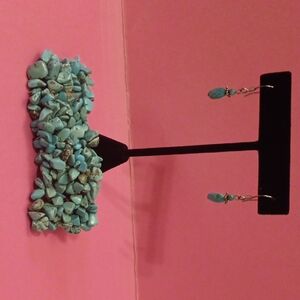 Elegant Turquoise earrings with cute boho bracelet to match